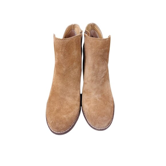 Lucky Brand Yimme Booties Tan Suede Wedge Ankle Booties Western Boho City Shoes - Picture 3 of 11